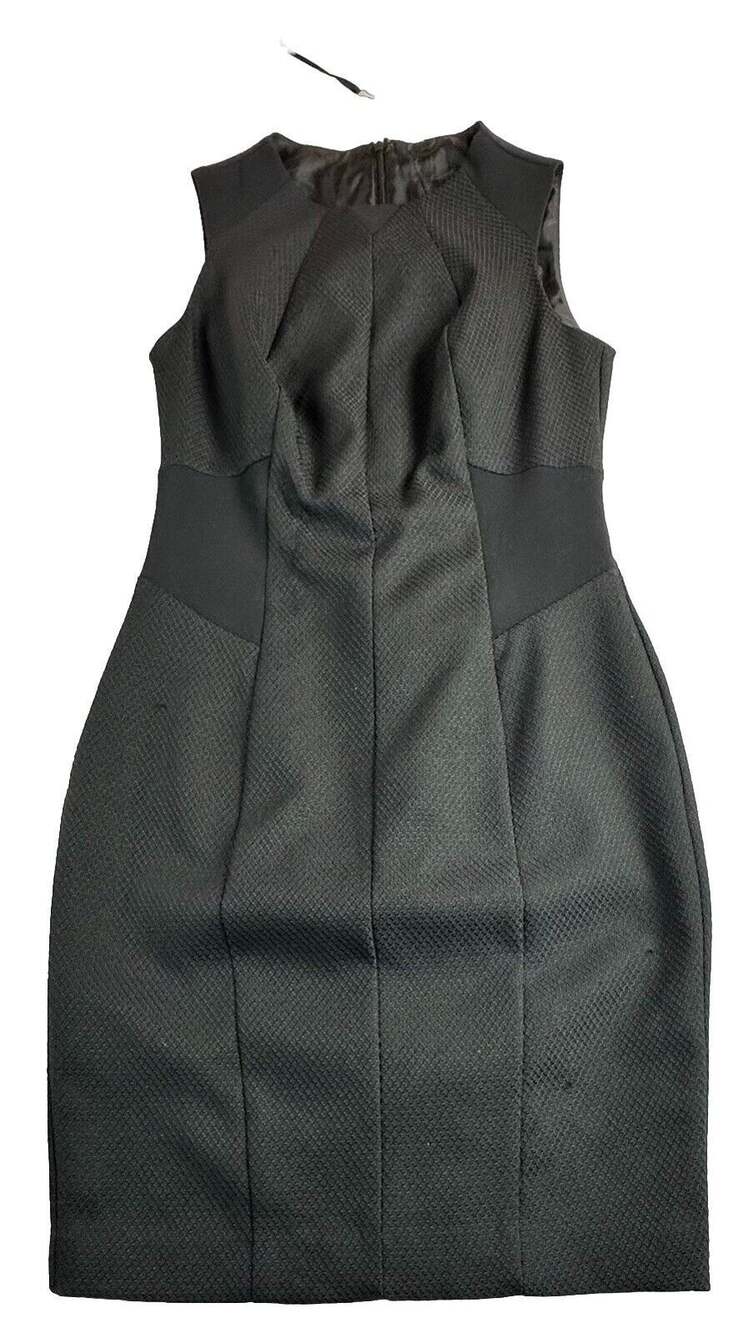 Happily Grey Women’s Black BodyCon Solid Knee Length Dress Zip Sleeveless Medium